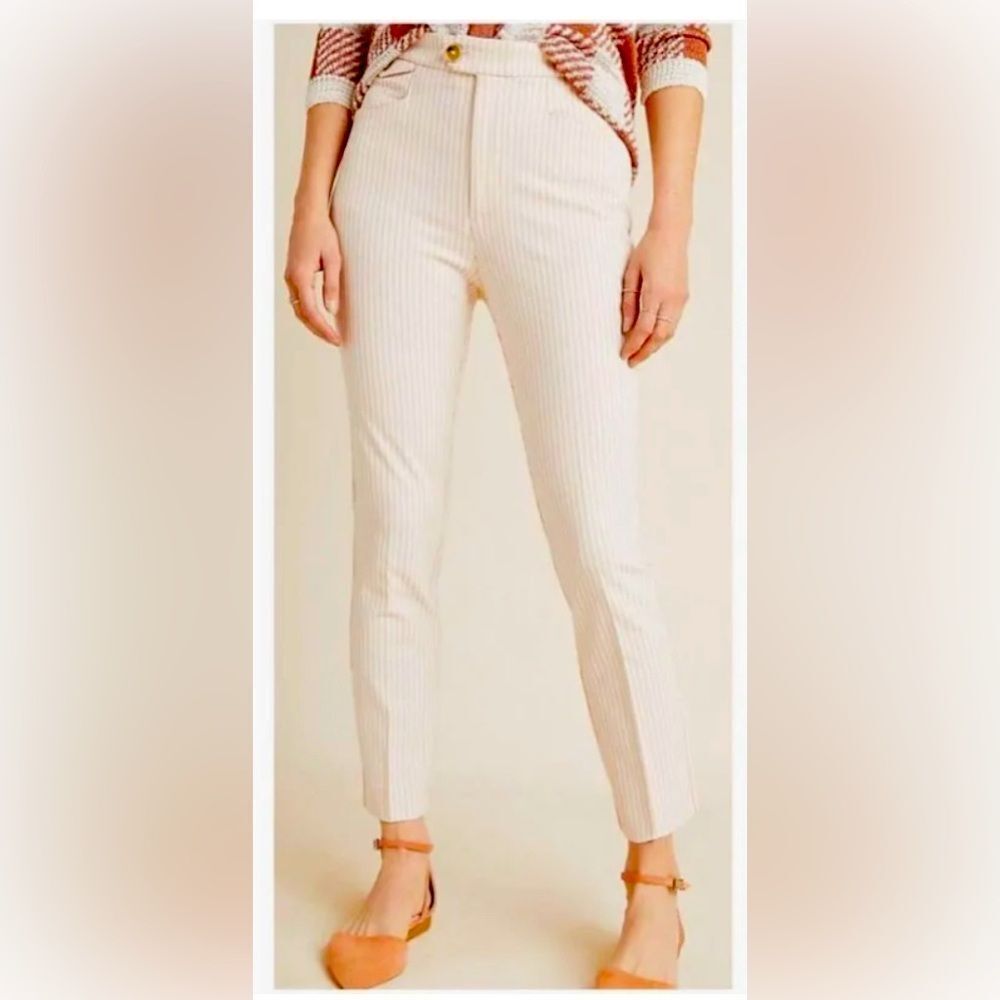 NWT Anthropologie Essential Slim Chic Striped Cigar Pant Sz 8